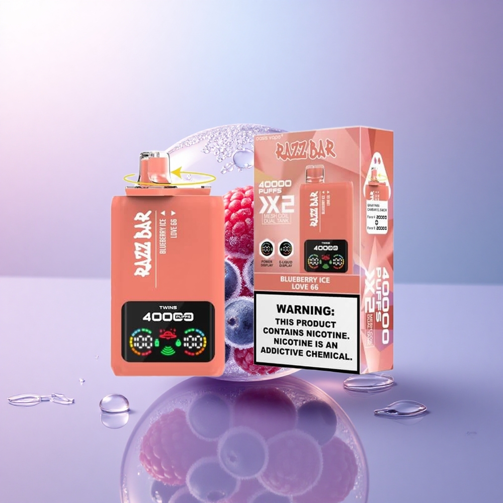 Razz Bar 40000 Puffs Blaubeer-Eis - Liebe 66 mit Mesh Coil und 650 mAh