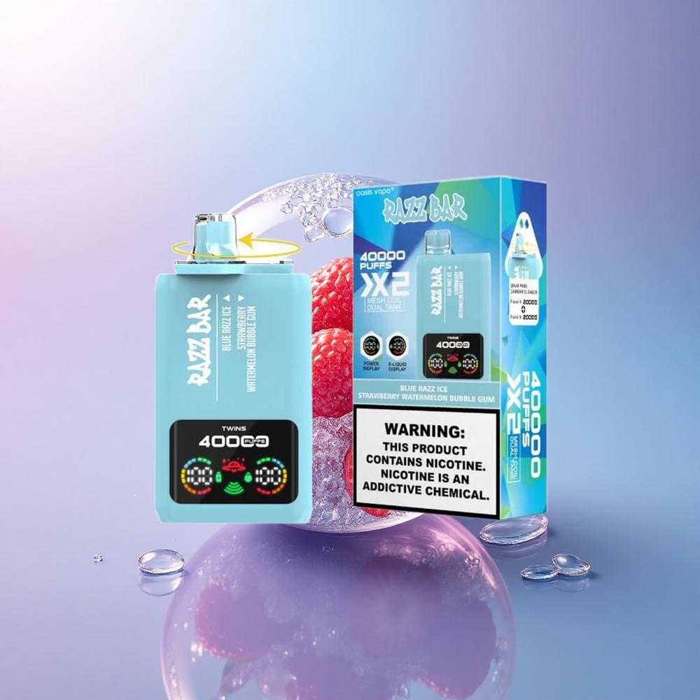 Razz Bar 40000 Puffs Blaue Himbeer-Eis-Erdbeer-Wassermelone Kaugummi mit 650 mAh und 5% Nikotin