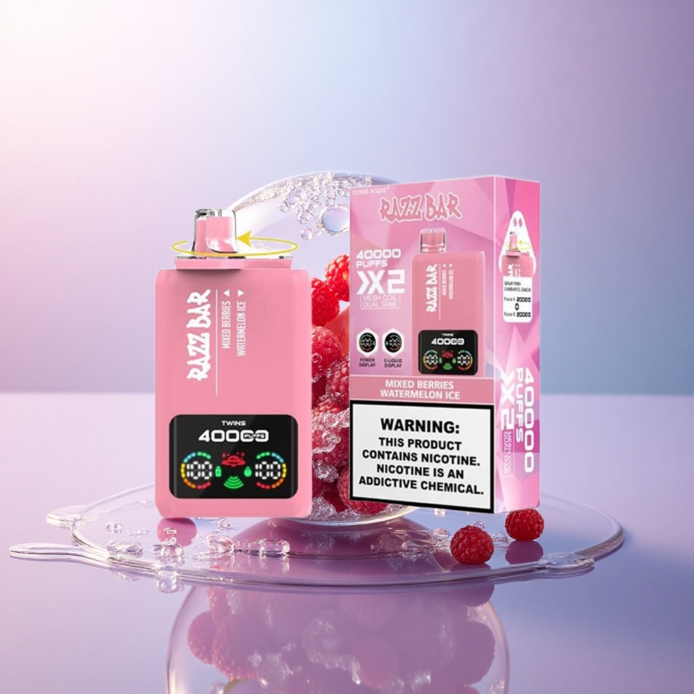 Razz Bar 40000 Puffs Gemischte Beeren - Wassermelonen-Eis mit Mesh Coil 1,0Ohm und 650 mAh