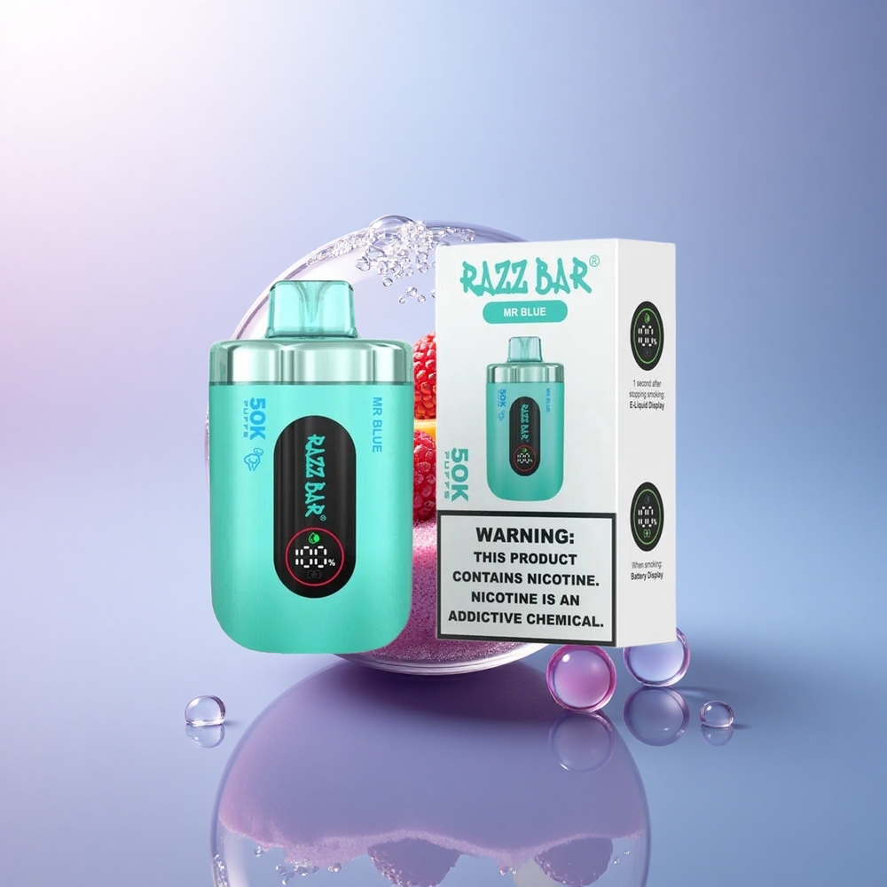 Razz Bar 50K Puffs Herr Blau 2% Nikotin Typ-C