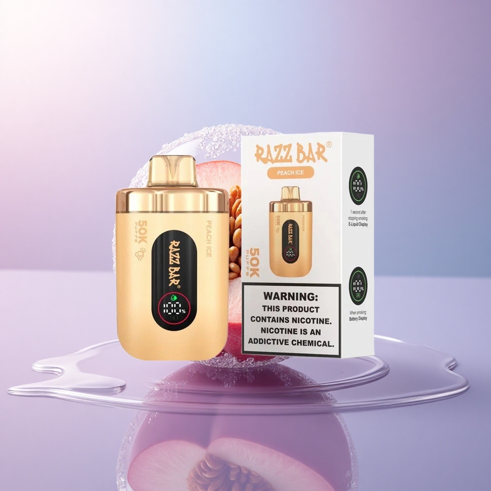 Razz Bar 50K Puffs Pfirsich Eis Typ-C 650mAh 2% Nikotin