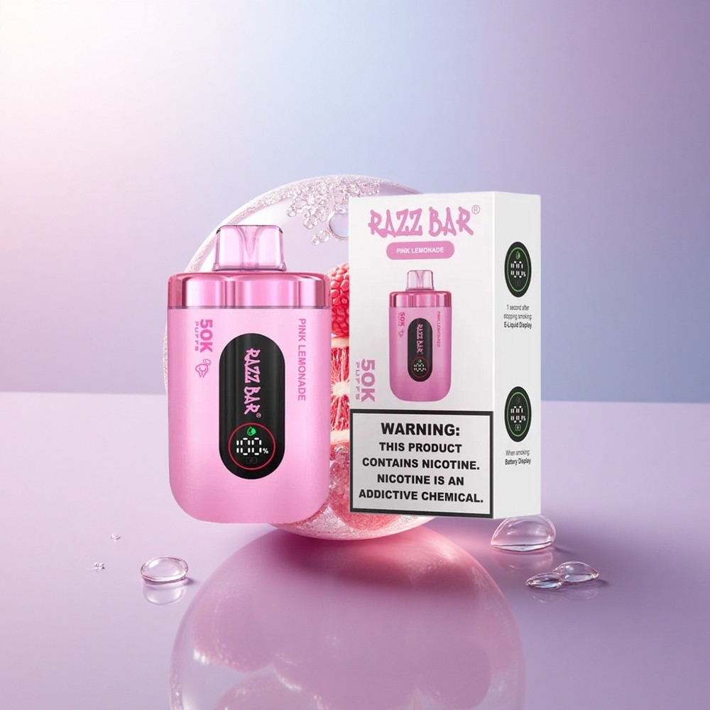 Razz Bar 50K Puffs Rosa Limonade 2% Nikotin Typ-C Aufladbar