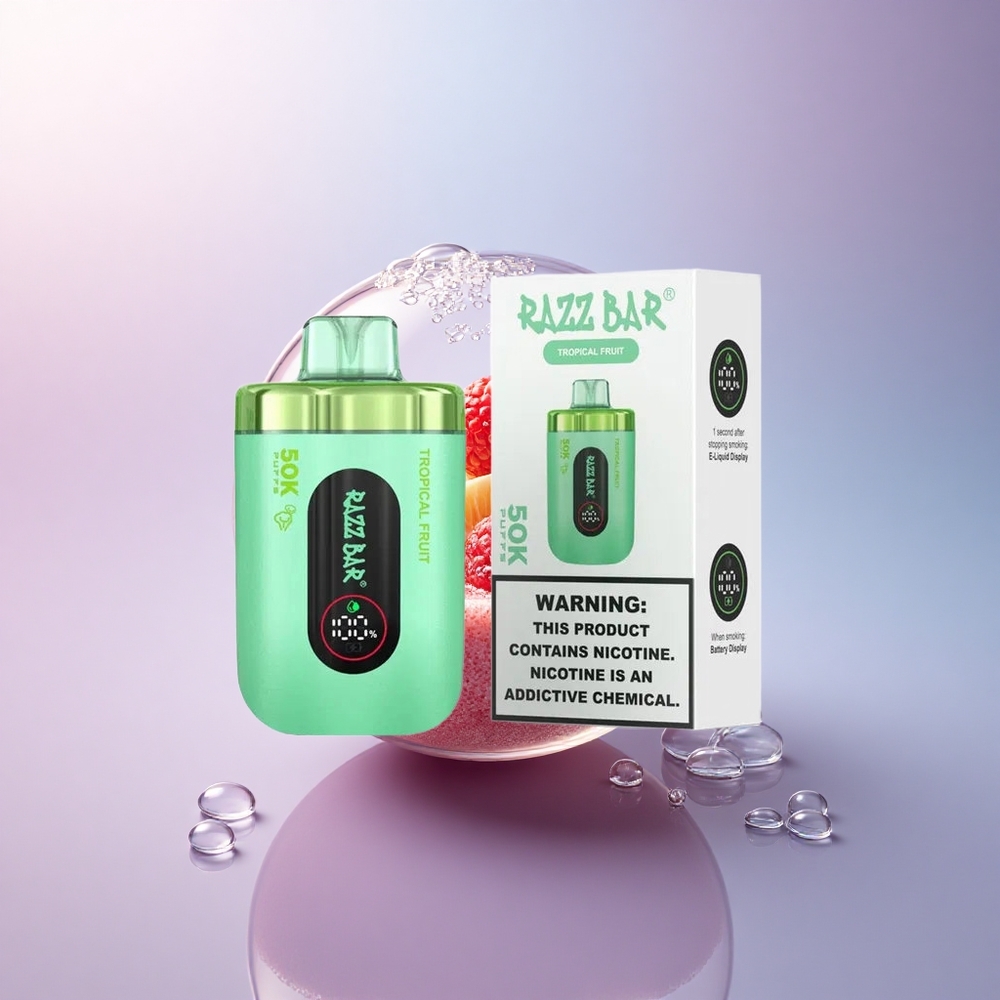 Razz Bar 50K Puffs Tropische Frucht 2% Nikotin Typ-C 650 mAh