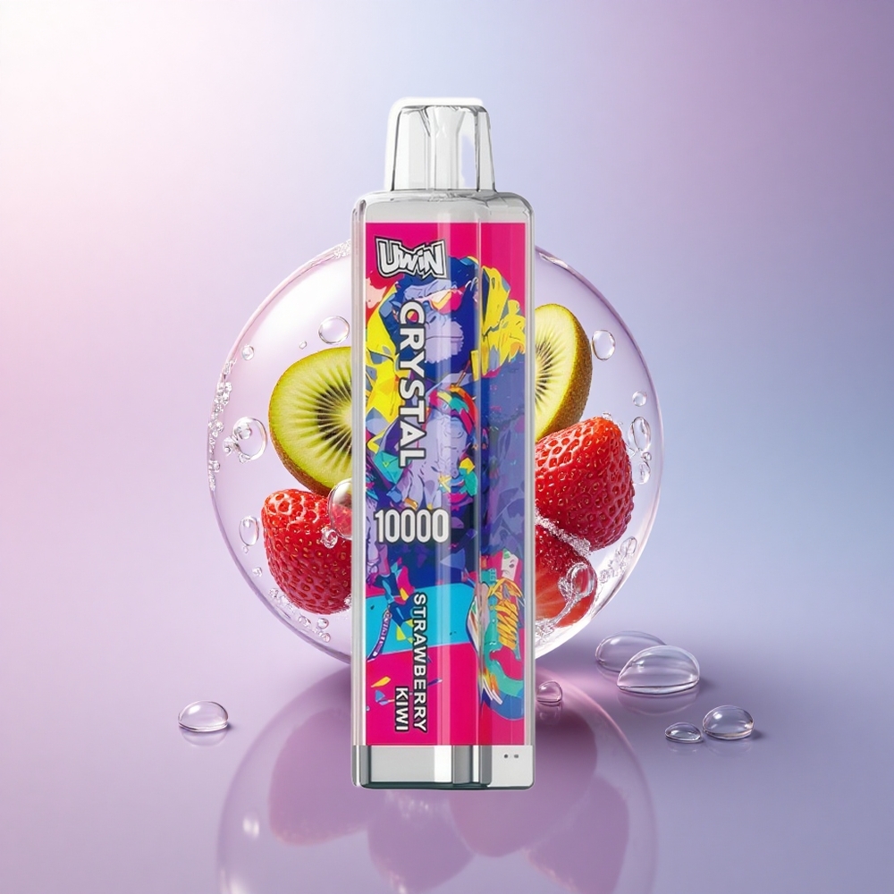 Uwin Crystal 10000 Puffs Erdbeer-Kiwi mit RGB-Licht, Typ-C-Schnellladung und 650mAh-Akku