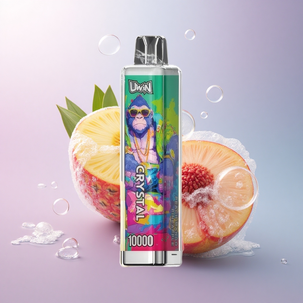 Uwin Crystal 10000 Puffs Pfirsich-Mango-Ananas mit RGB-Lichtern und 650mAh
