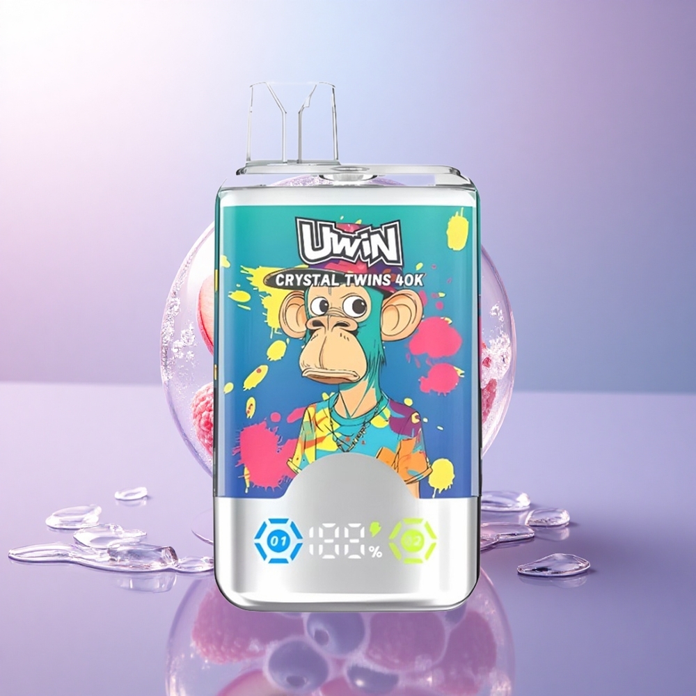 Uwin Crystal Twins 40000 Puffs Blaubeer Auf Eis Sommer Pfirsich Eis mit 850mAh und 32ml