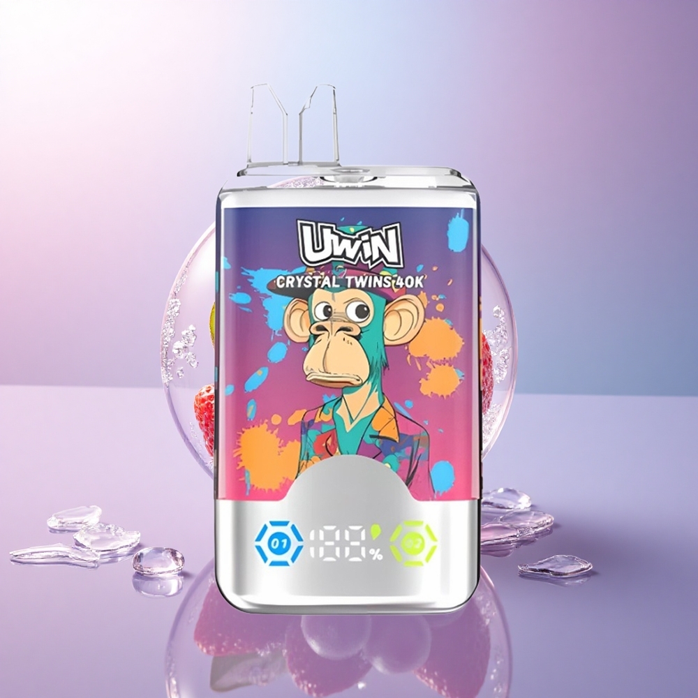 Uwin Crystal Twins 40000 Puffs Erdbeer-Kiwi-Traube-Eis mit Dual-Geschmack und 850mAh
