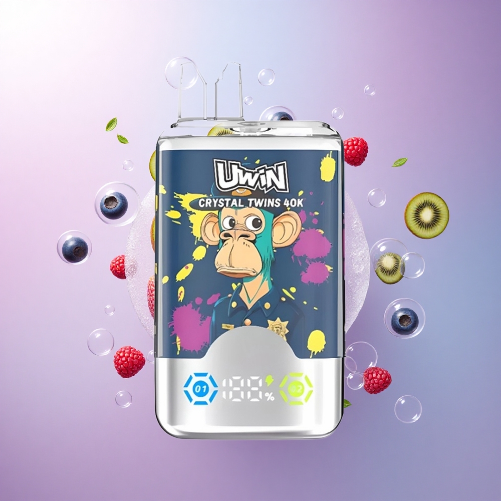 Uwin Crystal Twins 40000 Puffs Kiwi Maracuja Guave Blaubeere Himbeere Dual-Aroma 5% Nikotin 850mAh