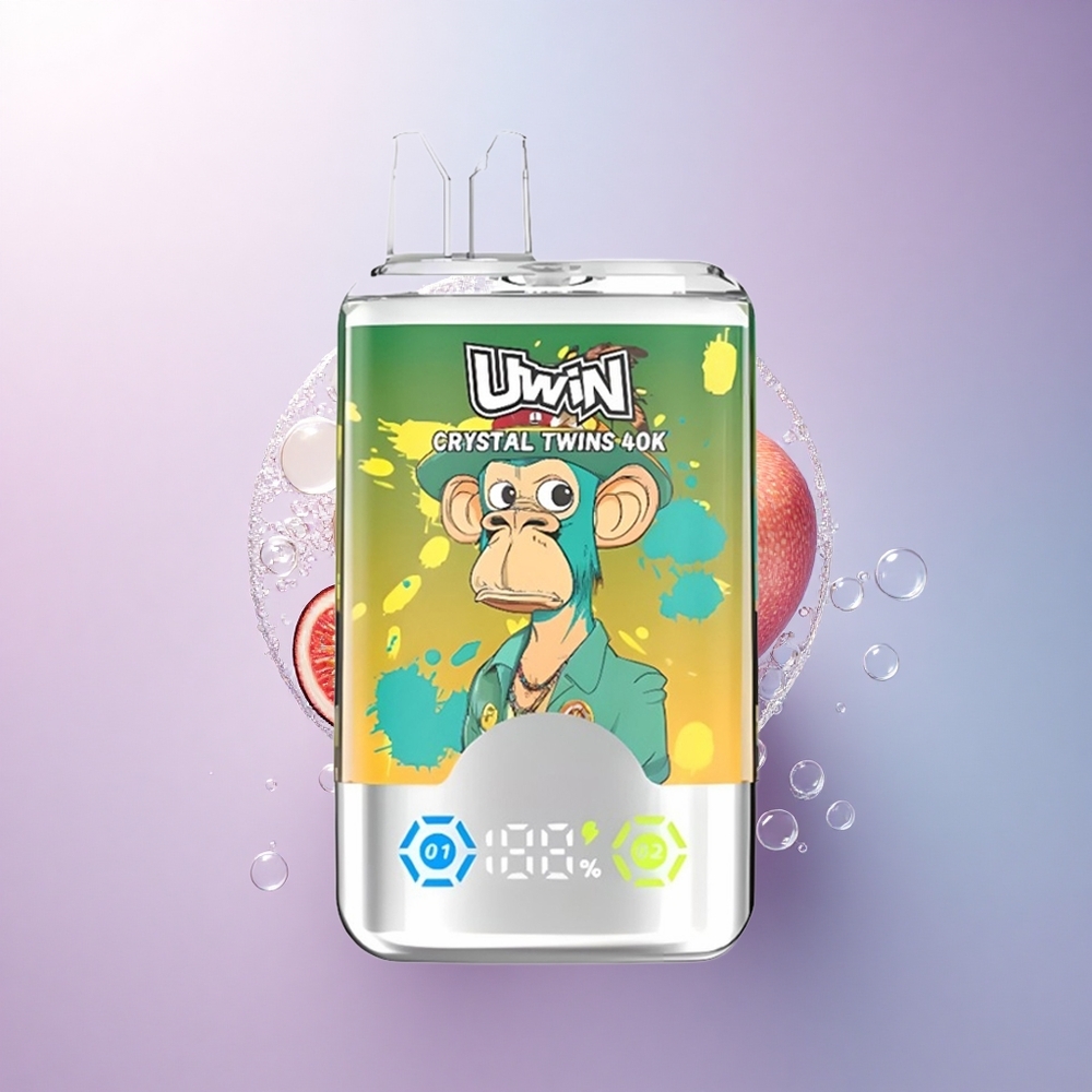 Uwin Crystal Twins 40000 Puffs Kiwi Maracuja Guave Zwei Apfel mit Dual-Aroma und 850mAh