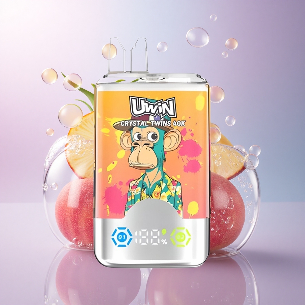 Uwin Crystal Twins 40000 Puffs Pfirsich-Mango-Ananas Red Bull mit zwei Geschmacksrichtungen und 850mAh