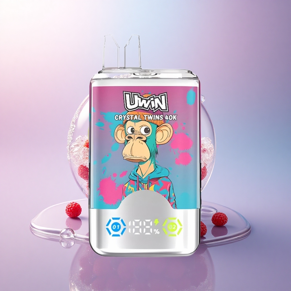 Uwin Crystal Twins 40000 Puffs Wassermelone-Eis Beerenmix mit 2 Geschmacksrichtungen und 850mAh