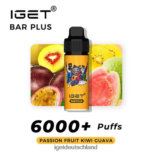 Iget Vape Berlin - Nikotinfreier Iget-Riegel plus Vape-Kit 8DP2BJ375 Passionsfrucht-Kiwi-Guave